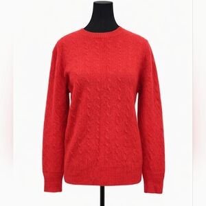 Alan Flusser Vintage 100% Cashmere Cable Knit Sweater Red Size L